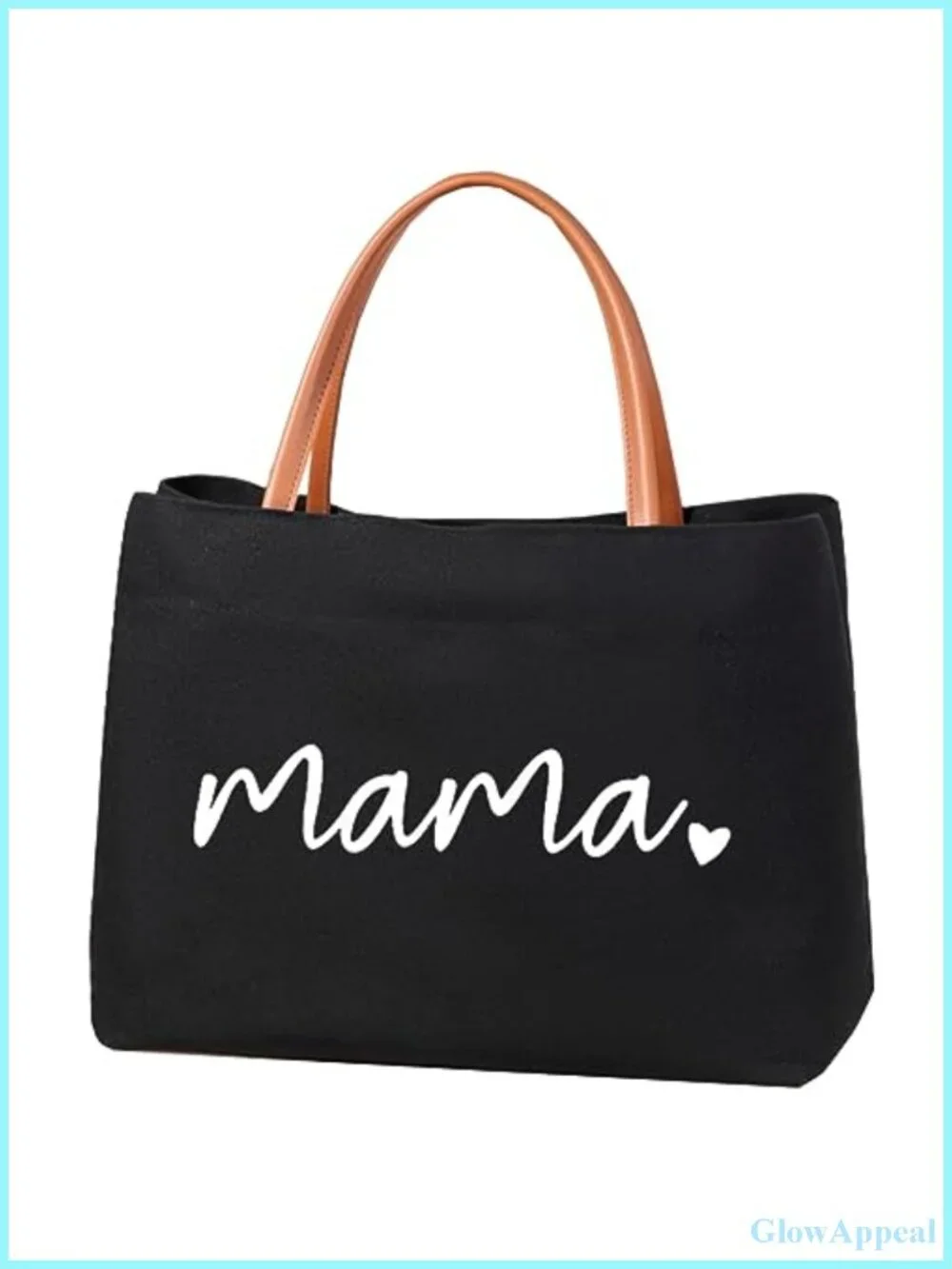 Canvas Mama Tote Bag with Snap Closure, Funny Mom Gift for Travel and Shopping